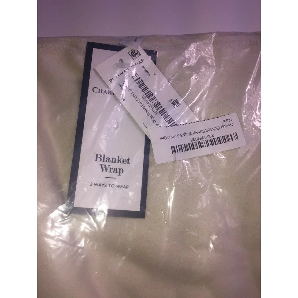 Charter Club Soft Blanket Wrap & Scarf in One in Ivory, Retail $58.50